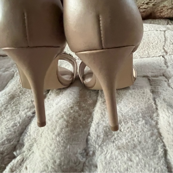 Nine West Intimate Nude Jeweled Ankle Strap Stiletto Heels Sandals - Picture 6 of 11